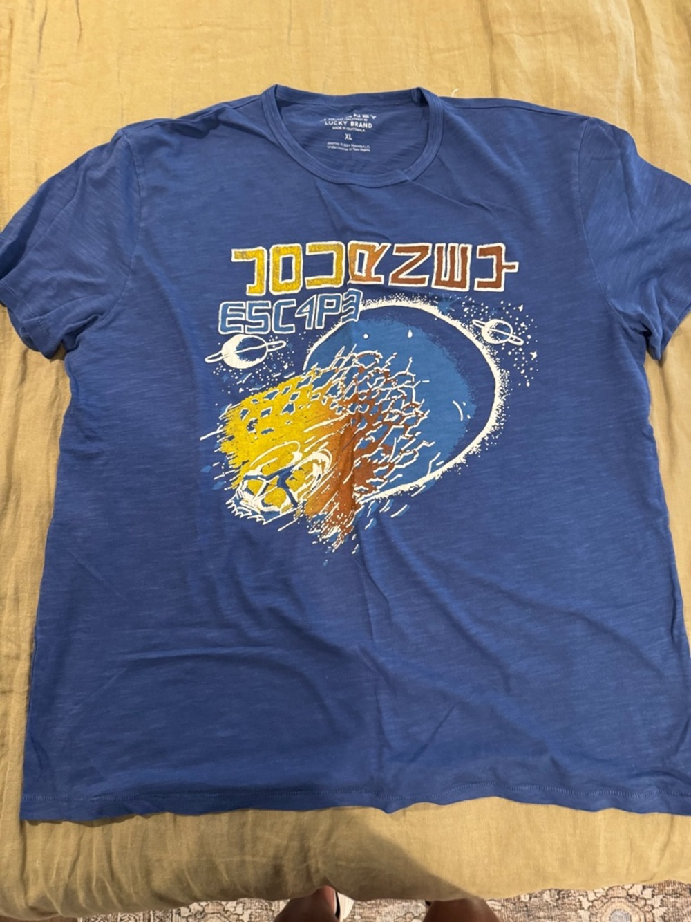 Lucky Brand Blue Journey Graphic Tee with White Print